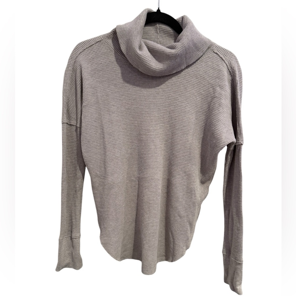 TNA Waffle Knit Thermal Shirt Long Sleeve Gray Top Size XS